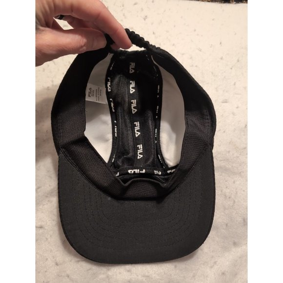 Fila Sport Mesh Solid Runner Tennis Cap One Size Black Multi Panel - Picture 5 of 6